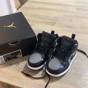 Jordan sneakers. Baby boy Brand new. Size 7C black grey and white